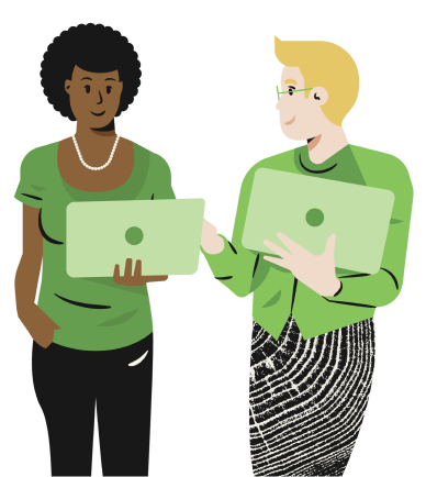 Coworkers discussing work