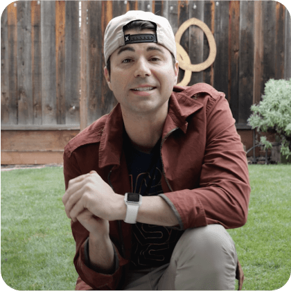 Mark Rober kneeling