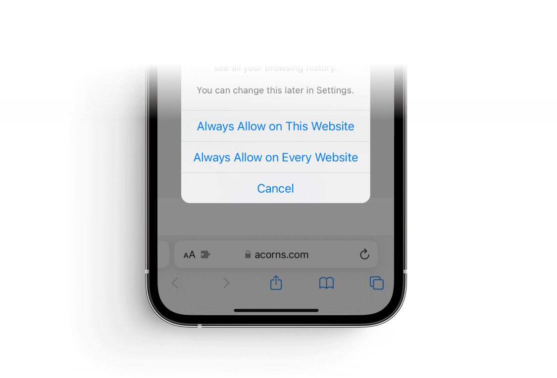 When prompted, tap ”Always Allow.” Then, tap “Always Allow on Every Website.” If you don’t, you’ll miss out on earning bonuses.